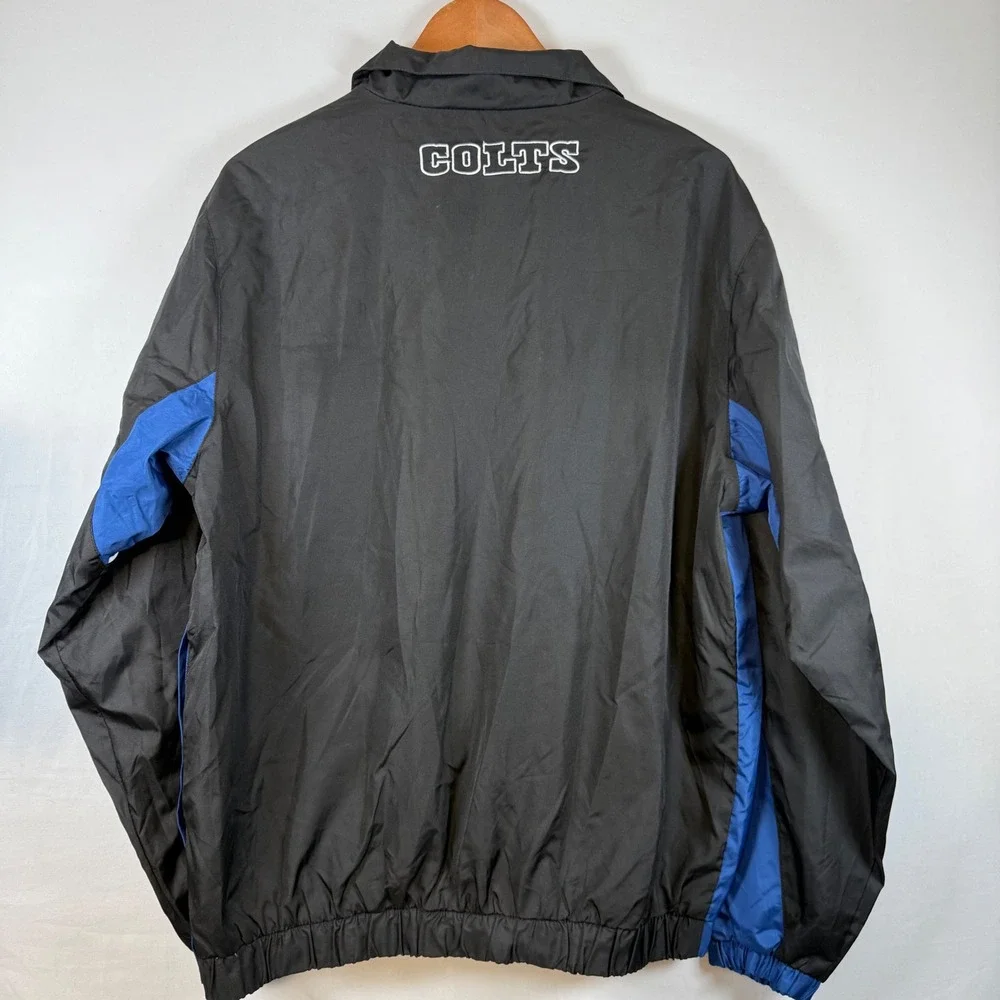 Indianapolis Colts NFL Pullover Windbreaker Quarter Zip Jacket Mens M Black Blue